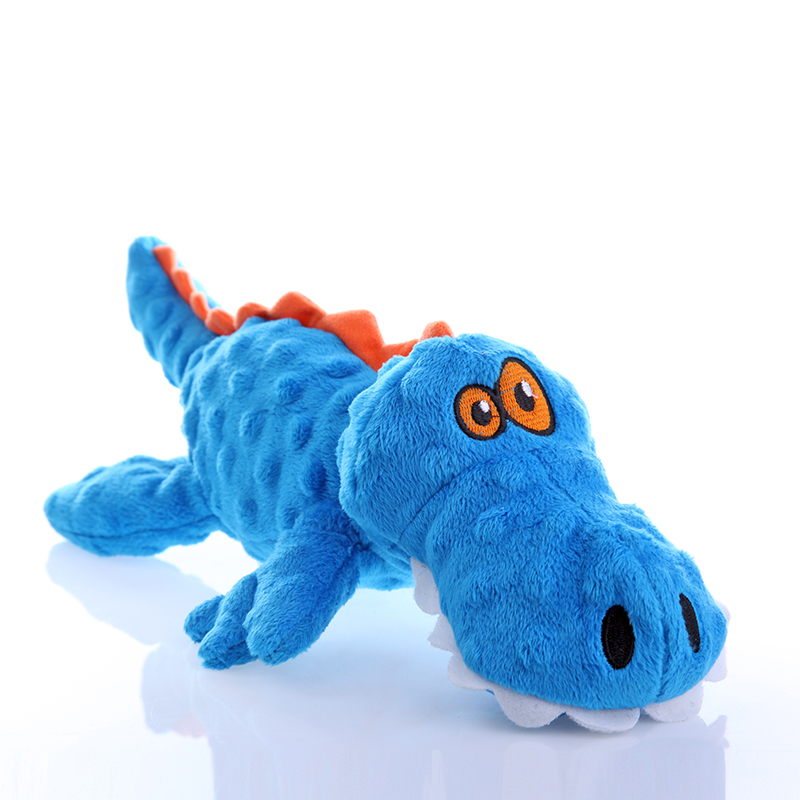 美国进口worldwise godog鳄鱼宝宝耐嚼毛绒玩具 蓝色小号长约27cm